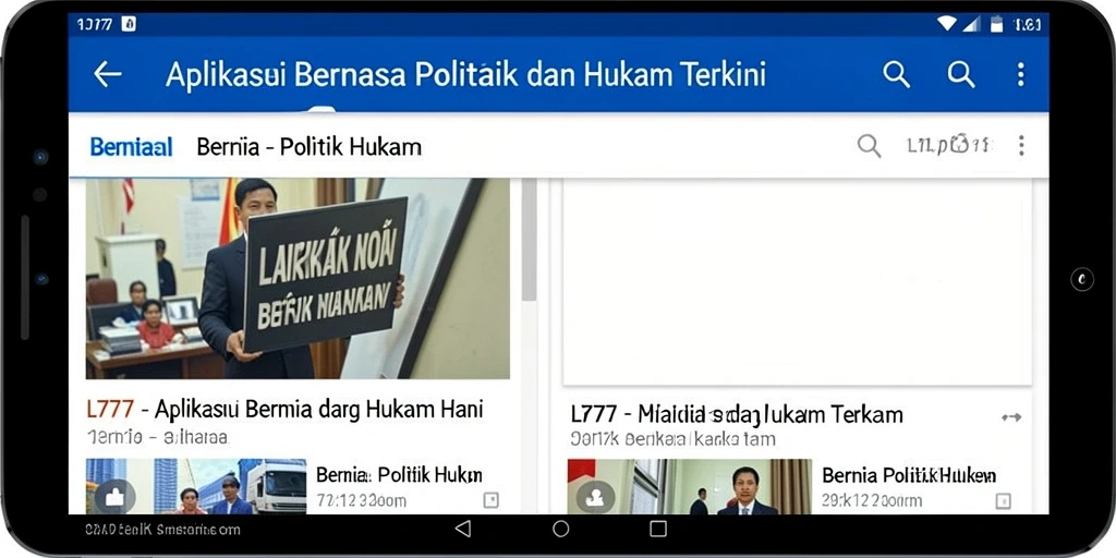 Tampilan antarmuka L777 untuk berita politik dan hukum.