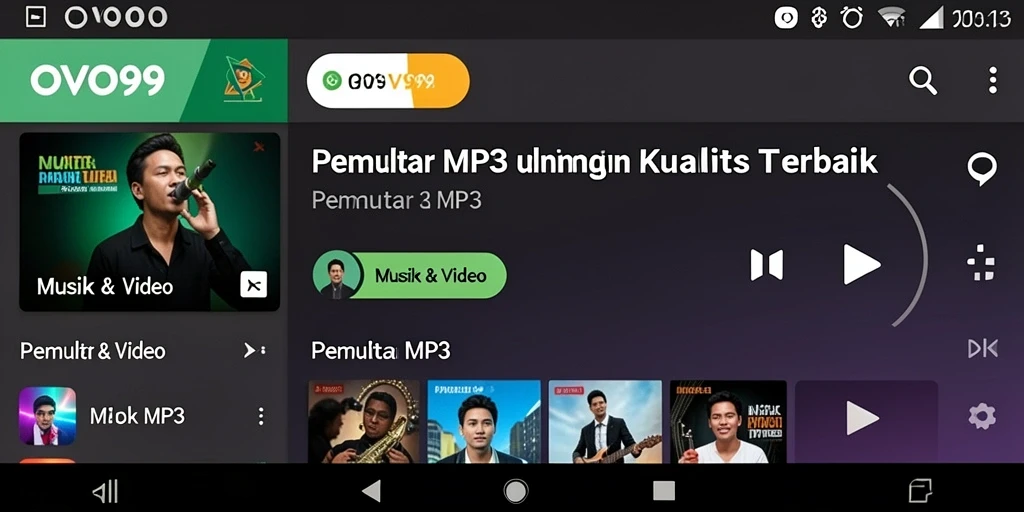 Antarmuka OVO99 yang menarik untuk pemutar MP3.