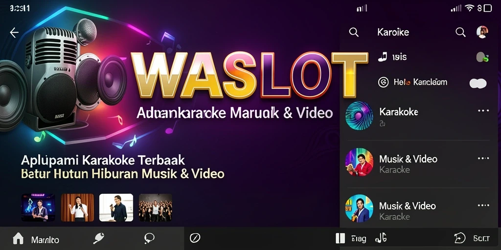 Antarmuka pengguna <strong>WASLOT</strong> saat karaoke dengan banyak pilihan lagu.