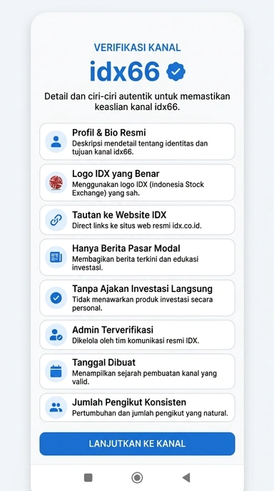 Tampilan kanal resmi idx66